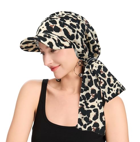 ZLYC Damen Chemo Headwear Brim Visor Hat Beanie-Mütze(Gebundene Leopardenmuster),Einheitsgröße von ZLYC