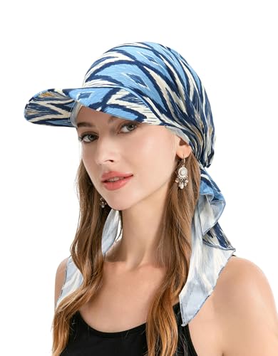 ZLYC Damen Chemo Headwear Brim Visor Hat Beanie-Mütze(Geometrisch Blau),Einheitsgröße von ZLYC