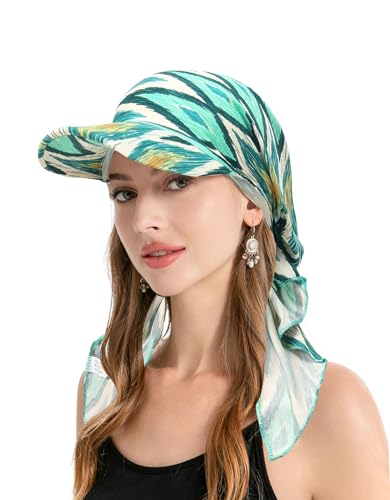 ZLYC Damen Chemo Headwear Brim Visor Hat Beanie-Mütze(Geometrisch Grün),Einheitsgröße von ZLYC