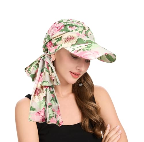ZLYC Damen Chemo Headwear Brim Visor Hat Beanie-Mütze(Krawatte Blumen Grün),Einheitsgröße von ZLYC