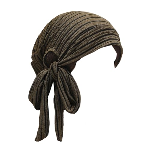 ZLYC Damen Chemo Kopfbedeckung Sommer Headwraps Beanie Stetch Headwraps(gestreift Armeegrün), von ZLYC