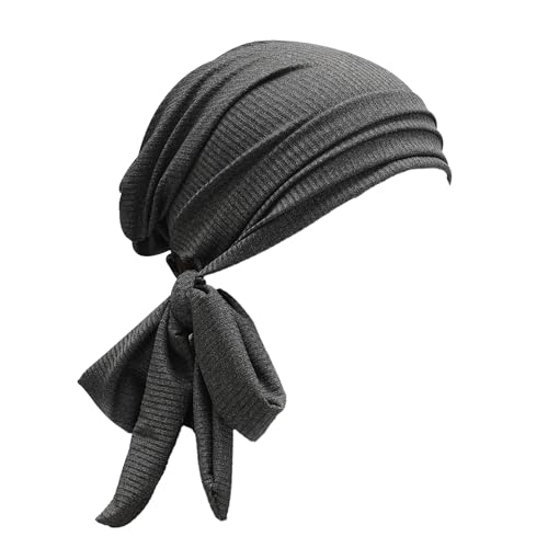 ZLYC Damen Chemo Kopfbedeckung Sommer Headwraps Beanie Stretch Headwraps(Einfarbig Dunkelgrau),Einheitsgröße von ZLYC