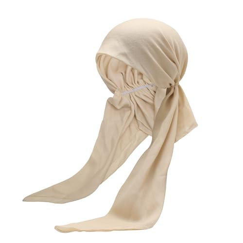 ZLYC Damen Chemo Turban Mütze Headwraps Leichte Beanie Hut(Einfarbig Beige) von ZLYC