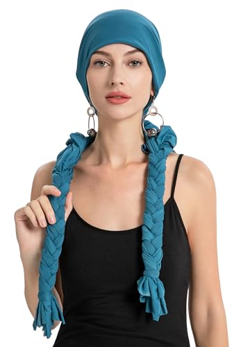 ZLYC Damen Chemo Turban Mütze Headwraps Leichte Beanie Hut(Geflecht Verschiedenes Blau) von ZLYC
