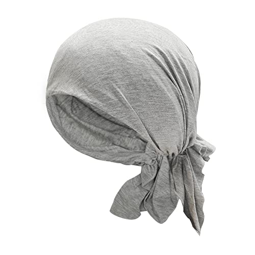 ZLYC Damen Chemo Turban Mütze Vorgebundenes Kopftuch Headwraps Leichte Beanie Hut(Einfaches Grau) von ZLYC