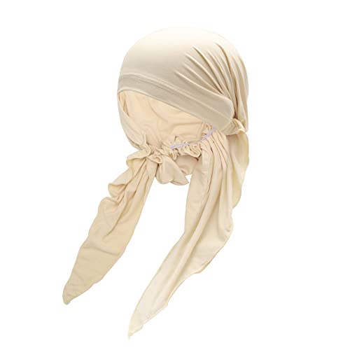 ZLYC Damen Chemo Turban Mütze Vorgebundenes Kopftuch Headwraps Leichte Hut(Einfarbig Beige) von ZLYC