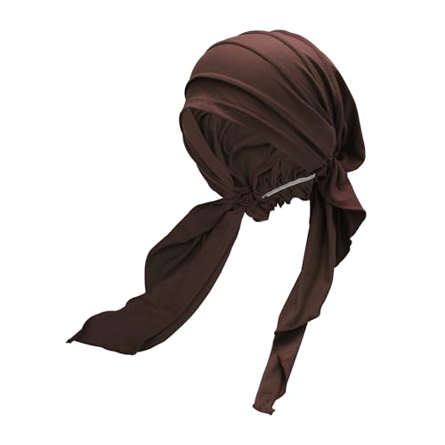 ZLYC Damen Chemo Turban Mütze Vorgebundenes Kopftuch Headwraps Leichte Hut(Einfarbig Braun),Einheitsgröße von ZLYC
