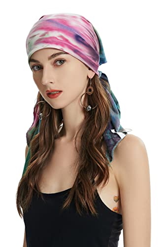 ZLYC Damen Chemo Turban Mütze Vorgebundenes Kopftuch Headwraps Leichte Hut (Tie Dye Grün) von ZLYC