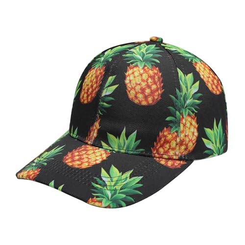 ZLYC Damen Floral Baseball Cap Mode Blumen Atmungsaktiv Basecap(Ananas Schwarz),Einheitsgröße von ZLYC