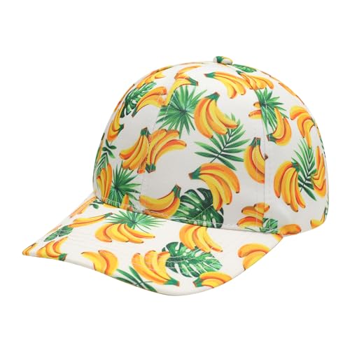 ZLYC Damen Floral Baseball Cap Mode Blumen Atmungsaktiv Basecap(Banane Weiß),Einheitsgröße von ZLYC