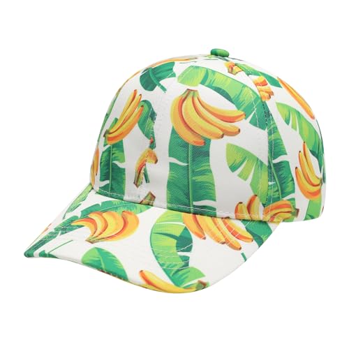 ZLYC Damen Floral Baseball Cap Mode Blumen Atmungsaktiv Basecap(Bananenblatt Weiß),Einheitsgröße von ZLYC