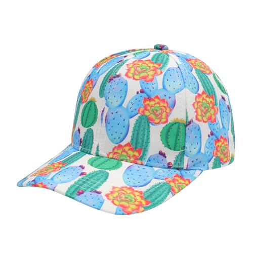 ZLYC Damen Floral Baseball Cap Mode Blumen Atmungsaktiv Basecap(Kaktus Weiß),Einheitsgröße von ZLYC