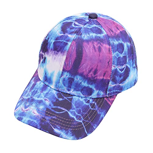 ZLYC Damen Floral Baseball Cap Mode Blumen Atmungsaktiv Basecap(Krawatte Gefärbt Blau) von ZLYC