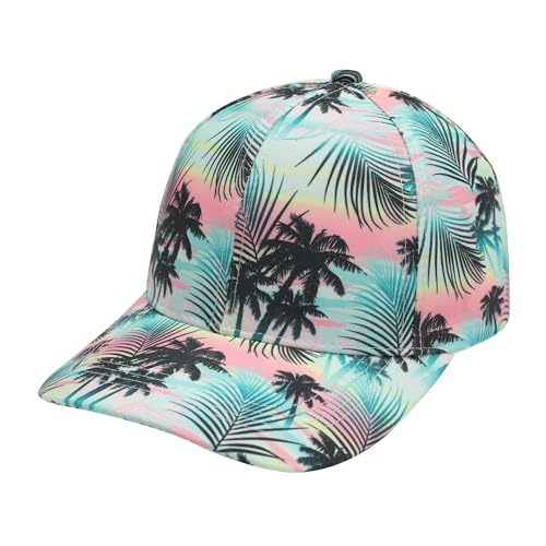 ZLYC Hawaiianische Baseballkappe für Damen, Blumendruck, verstellbar, für Damen, Palme, One Size von ZLYC