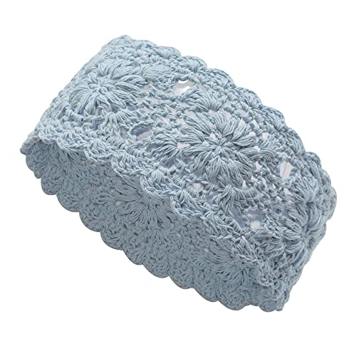 ZLYC Damen Gestrickt Stirnband Mädchen Breit Strick Haarband(Häkeln Blau) von ZLYC