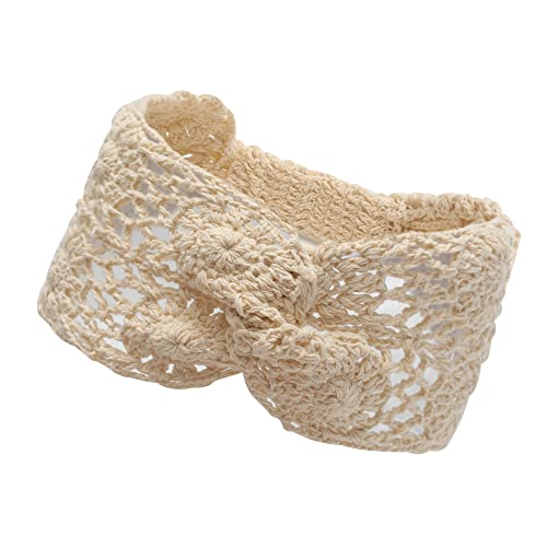 ZLYC Damen Gestrickt Stirnband Mädchen Breit Strick Haarband(Twist Geknotetes Beige) von ZLYC
