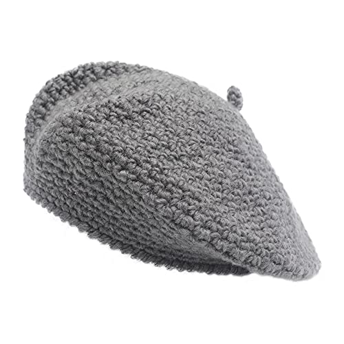 ZLYC Damen Kabel Stricken Baskenmützen Geflochtene Baggy Wolle Barett Winter Warmer Beanie(Einfarbiges Grau) von ZLYC