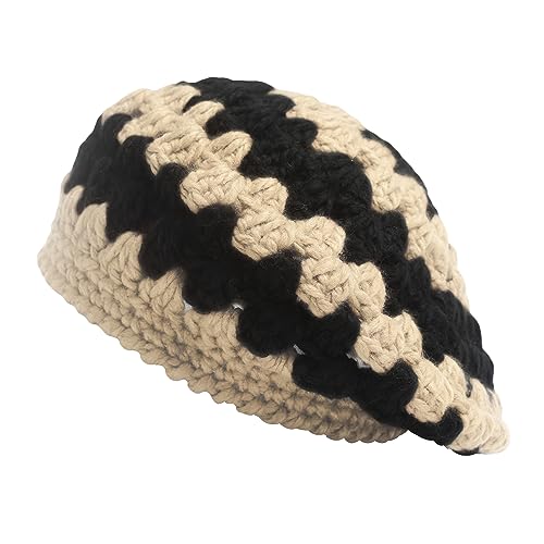 ZLYC Damen Kabel Stricken Baskenmützen Geflochtene Baggy Wolle Barett Winter Warmer Beanie(Gemischtes Beige) von ZLYC