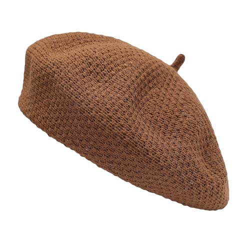 ZLYC Damen Kabel Stricken Baskenmützen Geflochtene Baggy Wolle Barett Winter Warmer Beanie(Gestrickt Braun),Einheitsgröße von ZLYC