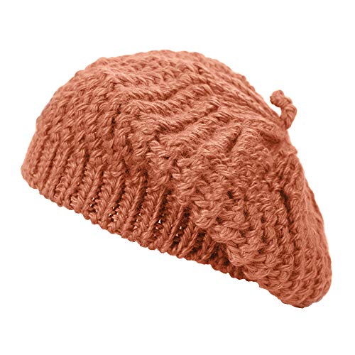 ZLYC Damen Kabel Stricken Baskenmützen Geflochtene Baggy Wolle Barett Winter Warmer Beanie(Karamell),Einheitsgröße von ZLYC