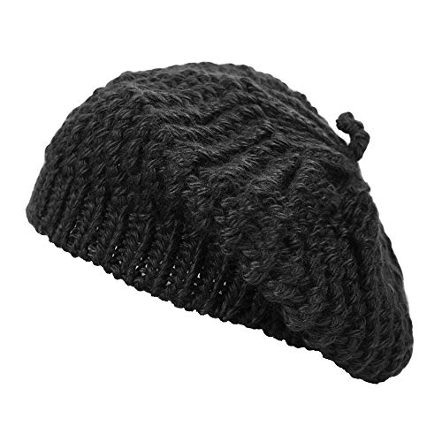 ZLYC Damen Kabel Stricken Baskenmützen Geflochtene Baggy Wolle Barett Winter Warmer Beanie(Schwarz),Einheitsgröße von ZLYC