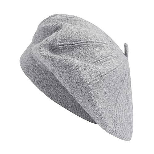 ZLYC Damen Kaschmir Baskenmütze Klassische Französischen Barett Einfarbig Warm Beret (Grau),Einheitsgröße von ZLYC