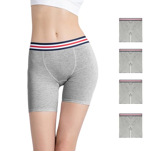 ZLYC Damen Lange Bein Baumwolle Boxershorts Boyshorts Panties Unterwäsche(4 Pack Dunkelgrau),S von ZLYC
