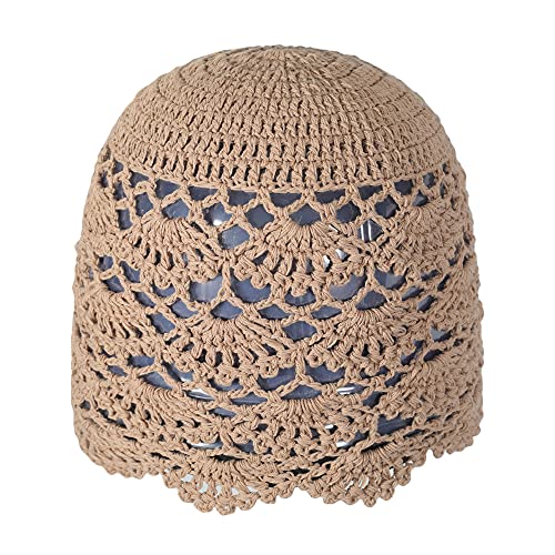 ZLYC Damen Mädchen Häkelmütze Handgemacht Beanie Mütze Slouch Herbst Strickmützen (Festes Khaki),Einheitsgröße von ZLYC