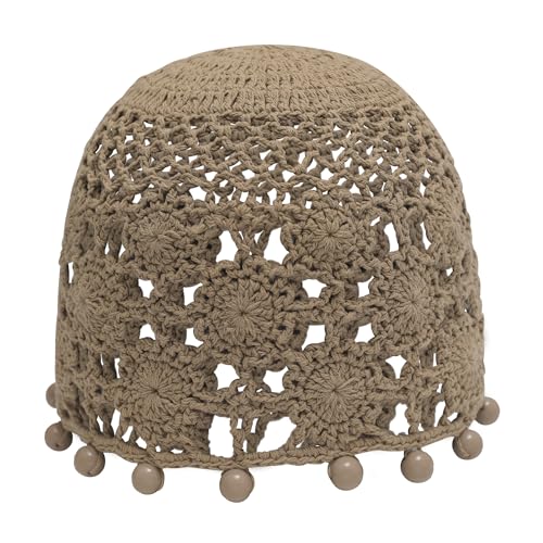 ZLYC Damen Mädchen Häkelmütze Handgemacht Beanie Mütze Slouch Sommer Strickmützen(Perle Tan),Einheitsgröße von ZLYC