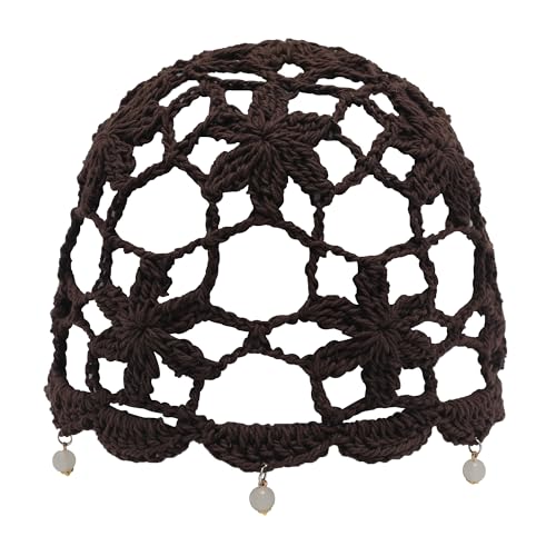 ZLYC Damen Mädchen Mütze Handgemachte Sommermütze Strickmütze(Perlen Coffee),Einheitsgröße von ZLYC
