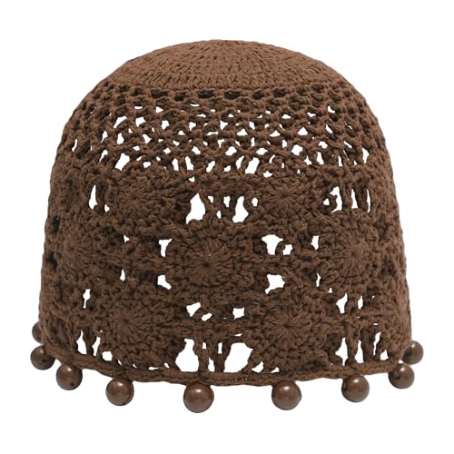 ZLYC Damen Mädchen Mütze Handgemachte Sommermütze Strickmütze, Perle braun glänzend, One Size von ZLYC
