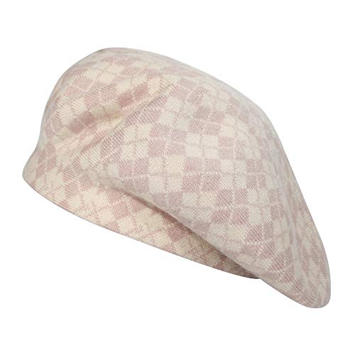 ZLYC Damen Reversible Doppelschicht Frankreich Barett Mütze Hut (Kariertes Rosa),Einheitsgröße von ZLYC
