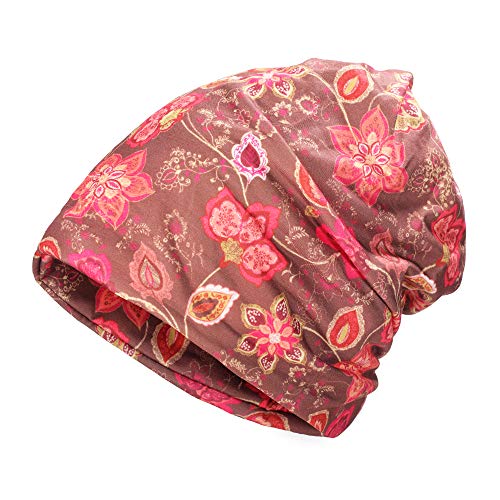 ZLYC Damen Slouch Beanie Leicht Weich Jersey Mütze Blumen Hut,Blumen Rot,Gr. Einheitsgröße von ZLYC