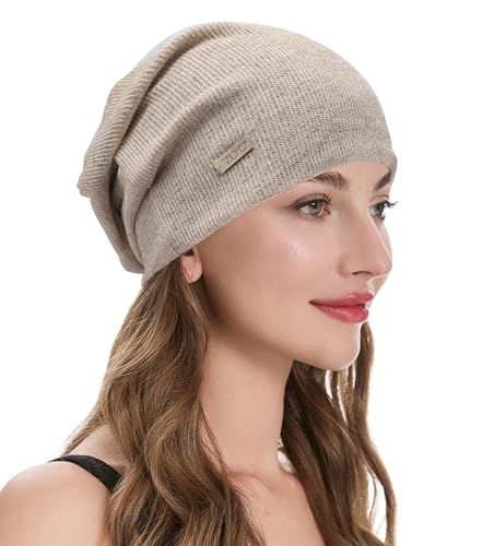 ZLYC Damen Slouchy Beanie Strickmützen Leicht Weich Mütze(Einfarbig Khaki),Einheitsgröße von ZLYC