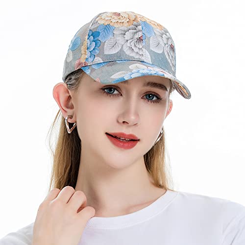 ZLYC Damen Sommer Baseball Cap Mode Blumen Atmungsaktiv Basecap,Gr. Einheitsgröße von ZLYC