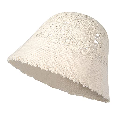 ZLYC Damen Sommer Baumwolle Handgemachte Stricken Fishermütze (Einfaches Beige),Gr.Einheitsgröße von ZLYC