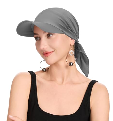 ZLYC Damen Sommer Chemo Headwear Brim Visor Hat Beanie-Mütze(Einfarbig Grau),Einheitsgröße von ZLYC