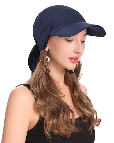 ZLYC Damen Sommer Chemo Headwear Brim Visor Hat Beanie-Mütze(Einfarbig Marineblau),Einheitsgröße von ZLYC