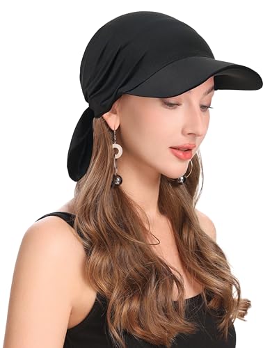 ZLYC Damen Sommer Chemo Headwear Brim Visor Hat Beanie-Mütze(Einfarbig Schwarz),Einheitsgröße von ZLYC