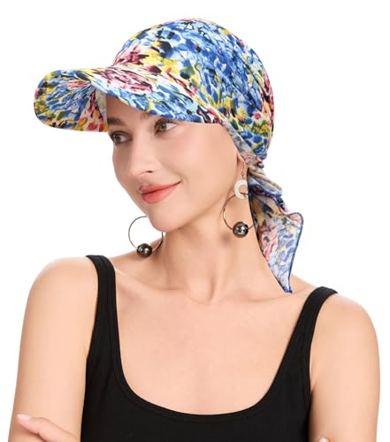 ZLYC Damen Sommer Chemo Headwear Brim Visor Hat Beanie-Mütze(Gefärbtes Blau),Einheitsgröße von ZLYC