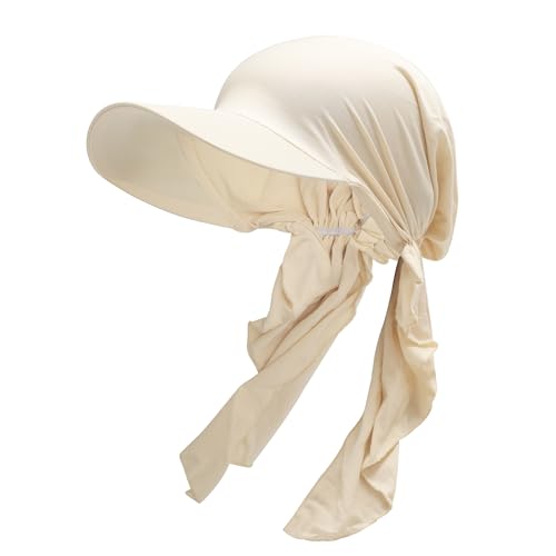 ZLYC Damen Sommer Chemo Kopfbedeckung mit Krempenvisier Vorgebundene Leichte Beanie(Einfarbig Beige),Einheitsgröße von ZLYC