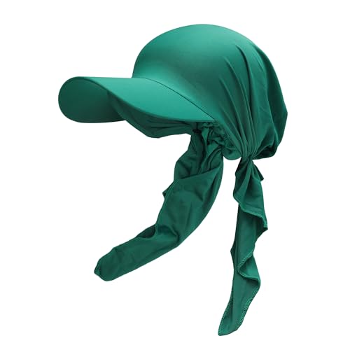 ZLYC Damen Sommer Chemo Kopfbedeckung mit Krempenvisier Vorgebundene Leichte Beanie(Einfarbig Grün),Einheitsgröße von ZLYC