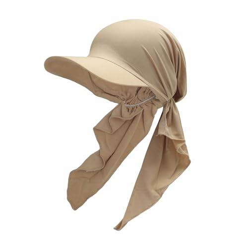 ZLYC Damen Sommer Chemo Kopfbedeckung mit Krempenvisier Vorgebundene Leichte Beanie(Einfarbig Khaki),Einheitsgröße von ZLYC