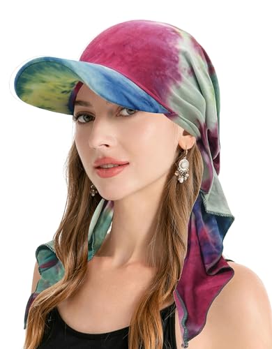 ZLYC Damen Sommer Chemo Kopfbedeckung mit Krempenvisier Vorgebundene Leichte Beanie(Krawattenfarbe),Einheitsgröße von ZLYC