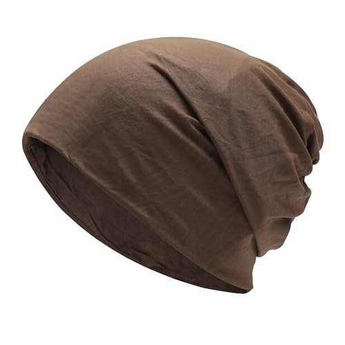 ZLYC Damen Sommer Slouch Beanie Leicht Weich Jersey Mütze Blumen Turban Hut(Einfarbig Kaffee),Einheitsgröße von ZLYC