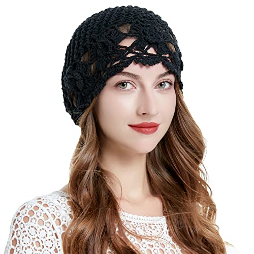 ZLYC Damen Beanie-Mütze, Blumen, Schwarz, Einheitsgröße von ZLYC