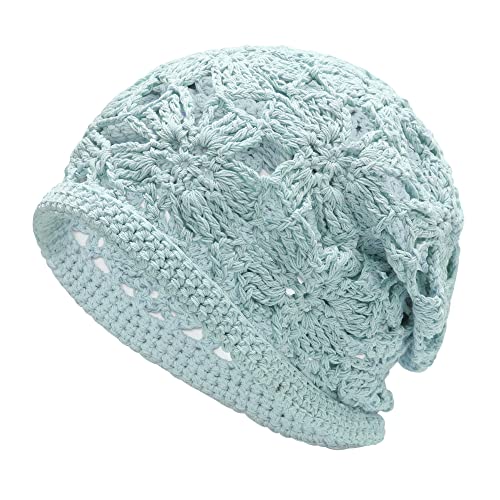ZLYC Damen Beanie-Mütze, Häkelblau, Einheitsgröße von ZLYC