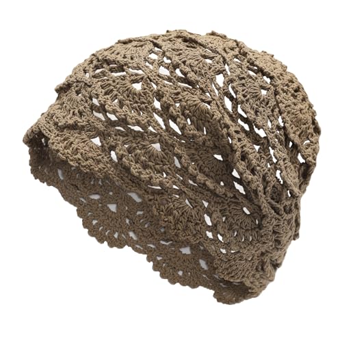 ZLYC Damen Sommer Strickmützen Handgemacht Häkelmütze Slouch Beanie Mütze(Gestricktes Tan),Einheitsgröße von ZLYC