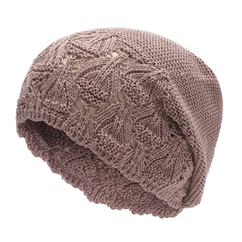ZLYC Damen Sommer Strickmützen Handstricken Häkelmütze Vintage Beanie Mütze(Einfarbig Violett) von ZLYC
