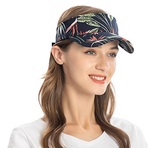 ZLYC Damen Sonnenschild Golf Visor Cap mit Klettverschluss,Schwarz,Gr. Einheitsgröße von ZLYC